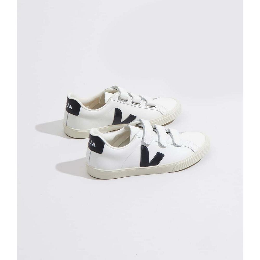 Veja 3-LOCK LEATHER Joggesko Dame White/Black | NO 610QMA